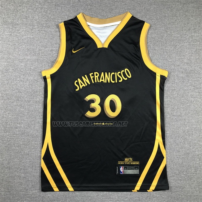 Camiseta Stephen Curry NO 30 Nino Golden State Warriors Ciudad 2023-24 Negro